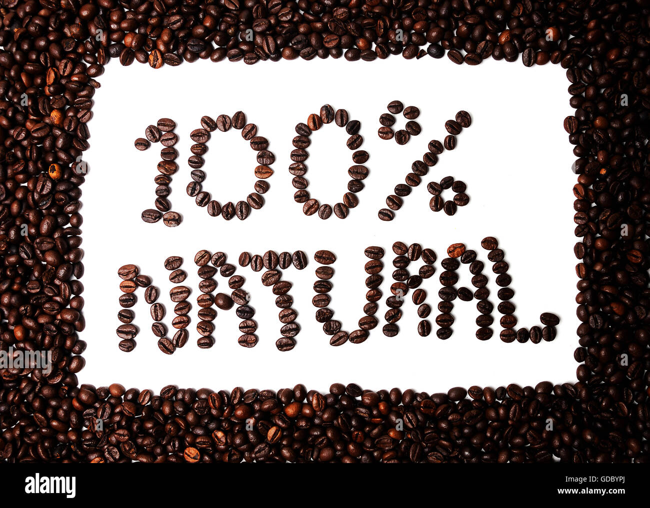 100 % testo naturale fatto di chicchi di caffè Foto Stock