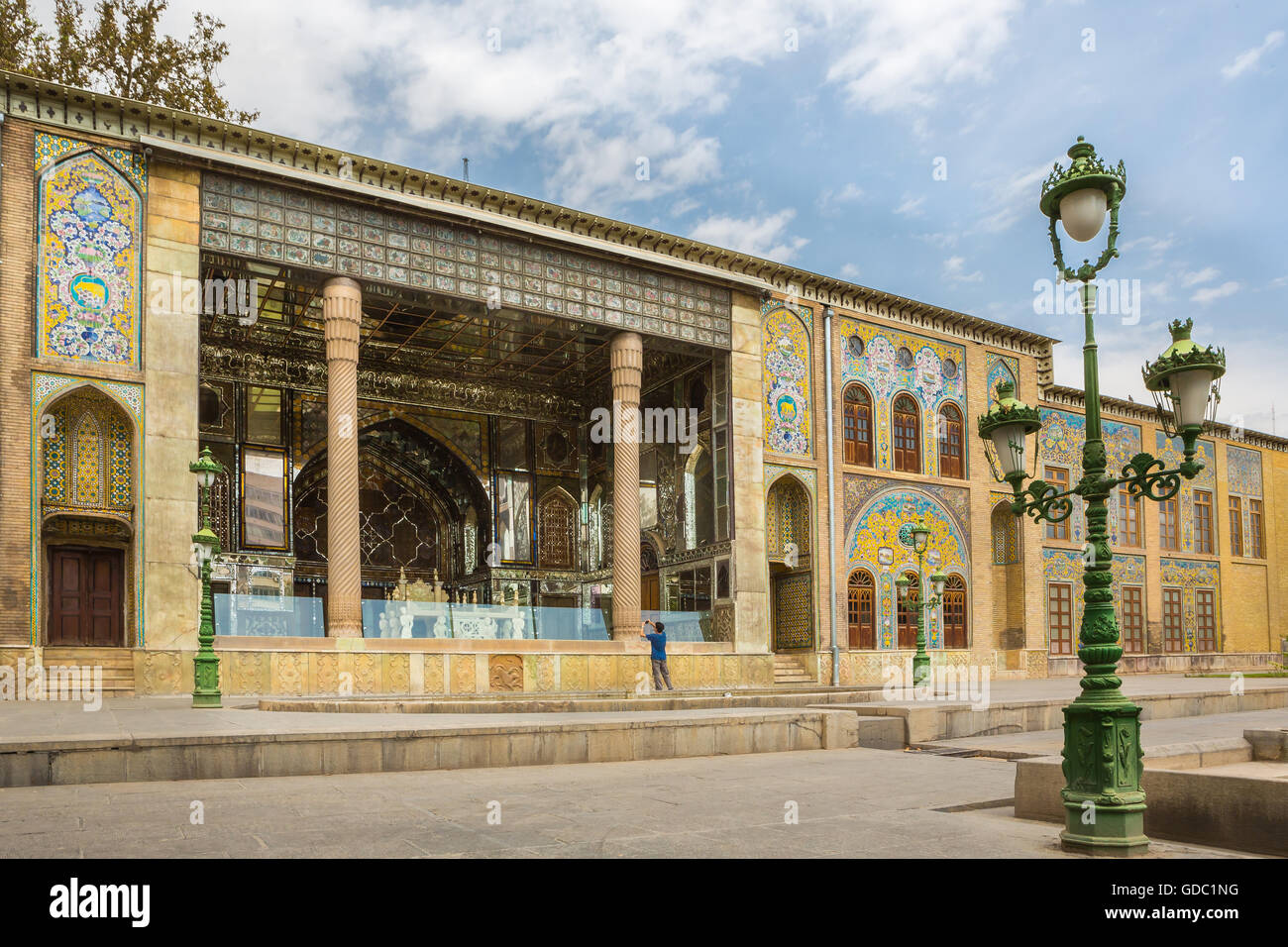 Iran,città di Teheran,Golestan Palace complesso,Ivan-e Takht-e Marmar (Marmo trono veranda) Foto Stock