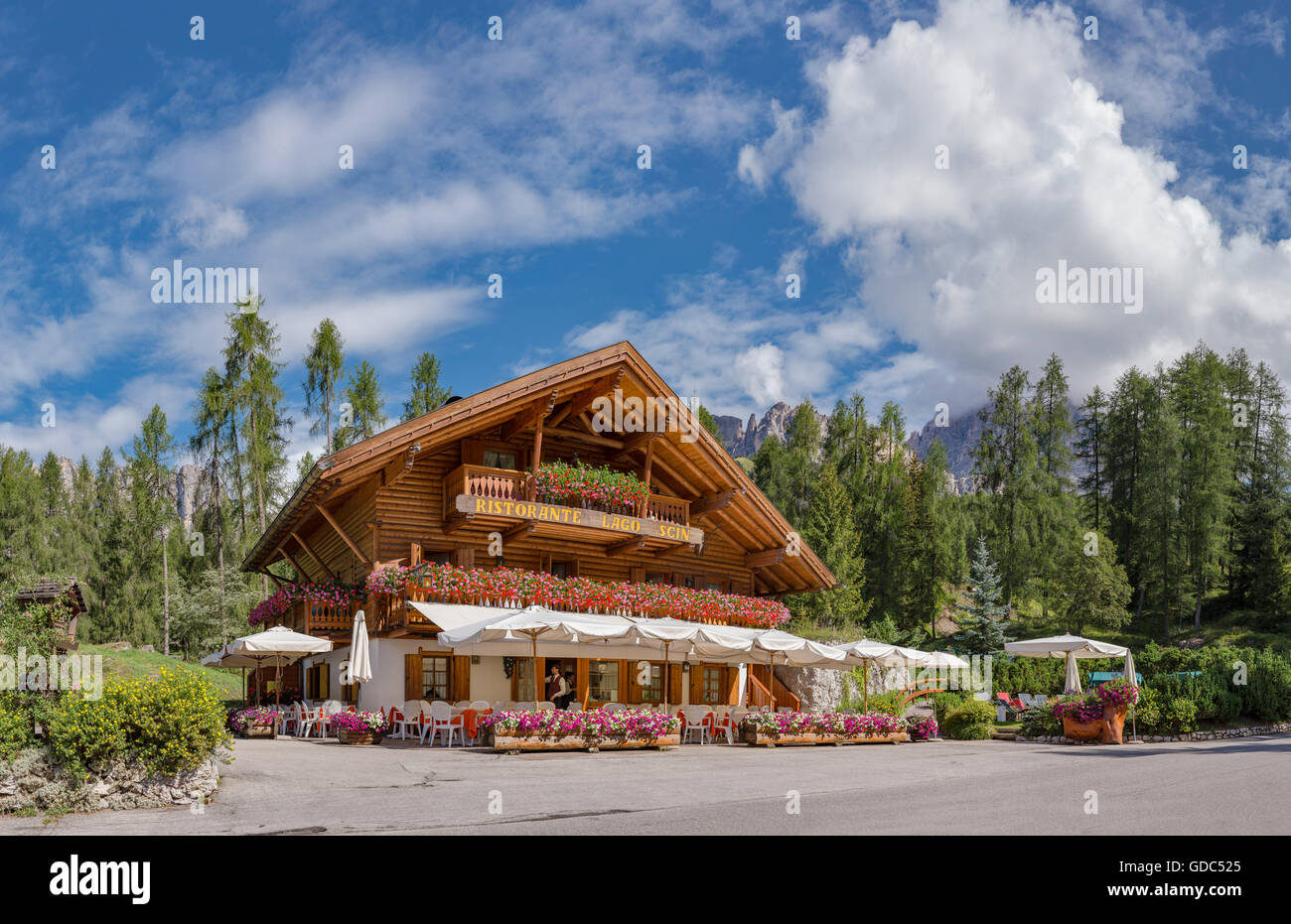 Cortina d'Ampezzo,Italia,Ristorante Lago Scin Foto Stock