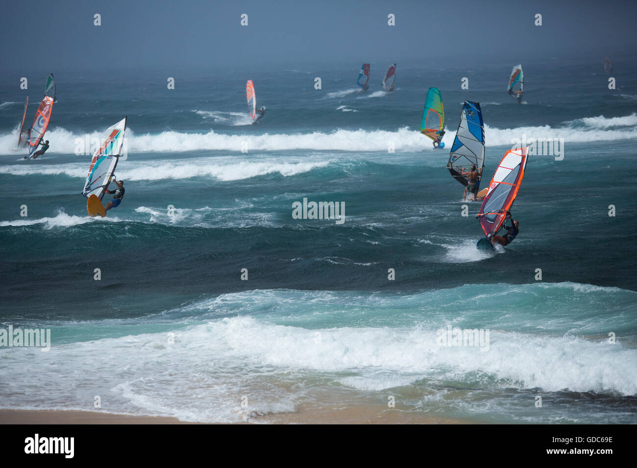 Maui,beach,seashore,para,STATI UNITI D'AMERICA,Hawaii,l'America,bagno,sport d'acqua,surf,windsurf,nessun modello-release, Foto Stock