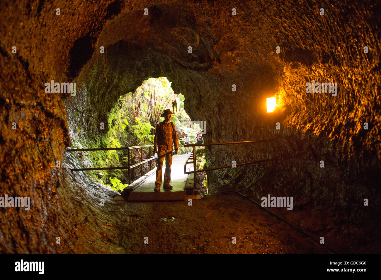 Grande Isola,grotta lavica,Cratere Halemaumau,vulcani,Parco Nazionale,Grande Isola,STATI UNITI D'AMERICA,Hawaii,l'America,Volcanical,nessun modello-relea Foto Stock