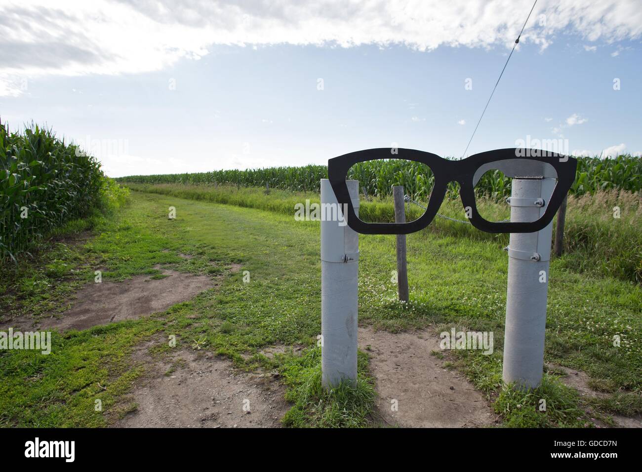 Il sito dell'incidente aereo che ha provocato la morte di Buddy Holly, il grande Bopper e Richie Valens nel 1959 vicino a Clear Lake, Iowa, USA. Foto Stock