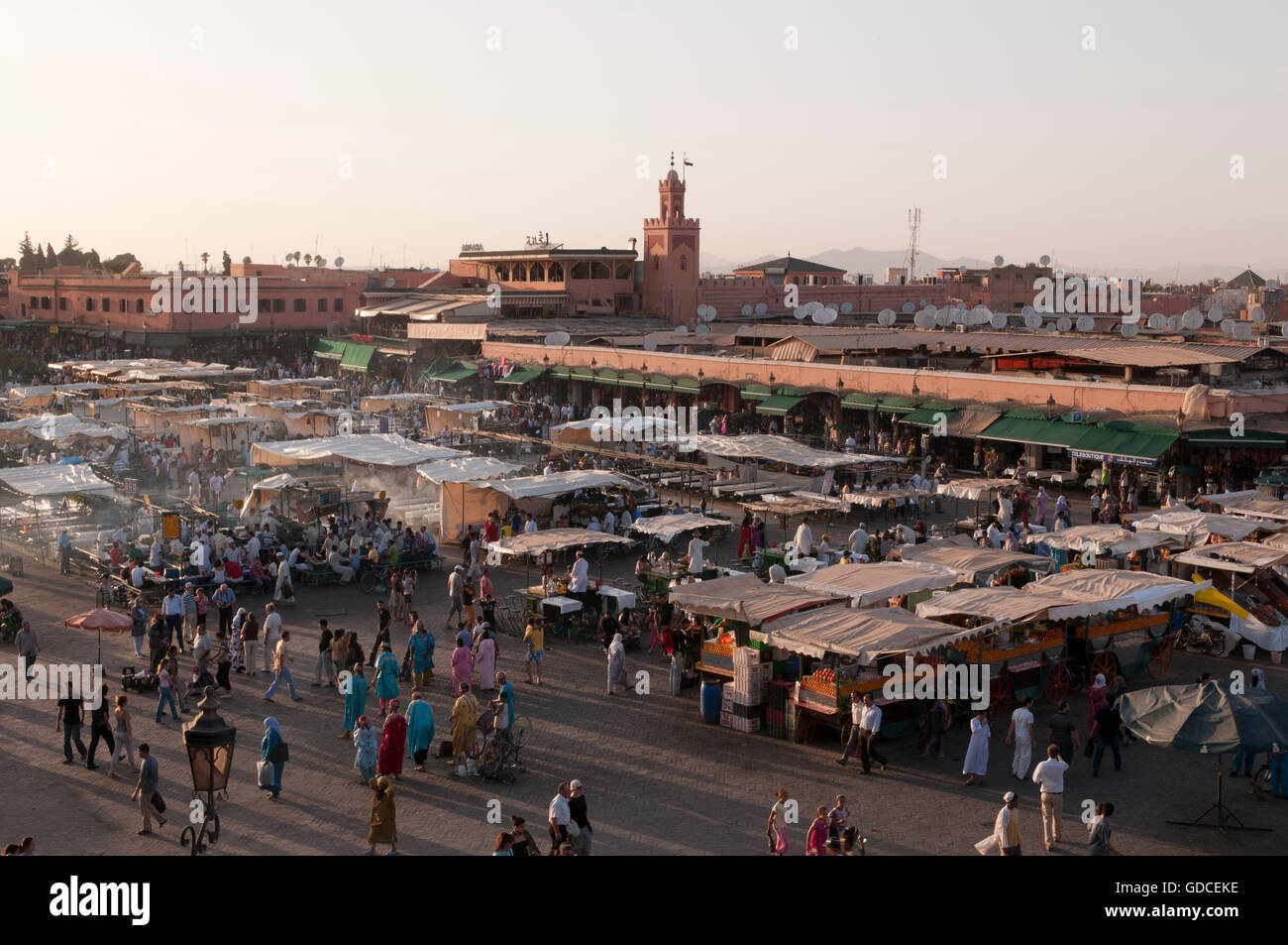Djemaa el Fna a Marrakech, Marocco, Africa Foto Stock