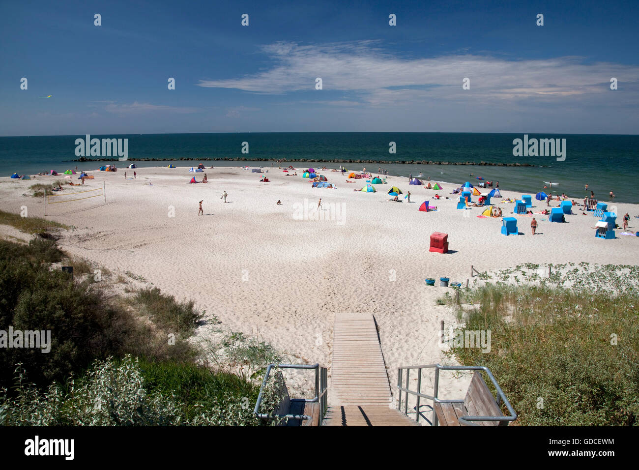 Spiaggia, mare Baltico località di Ahrenshoop, Fischland, Meclemburgo-Pomerania Occidentale Foto Stock