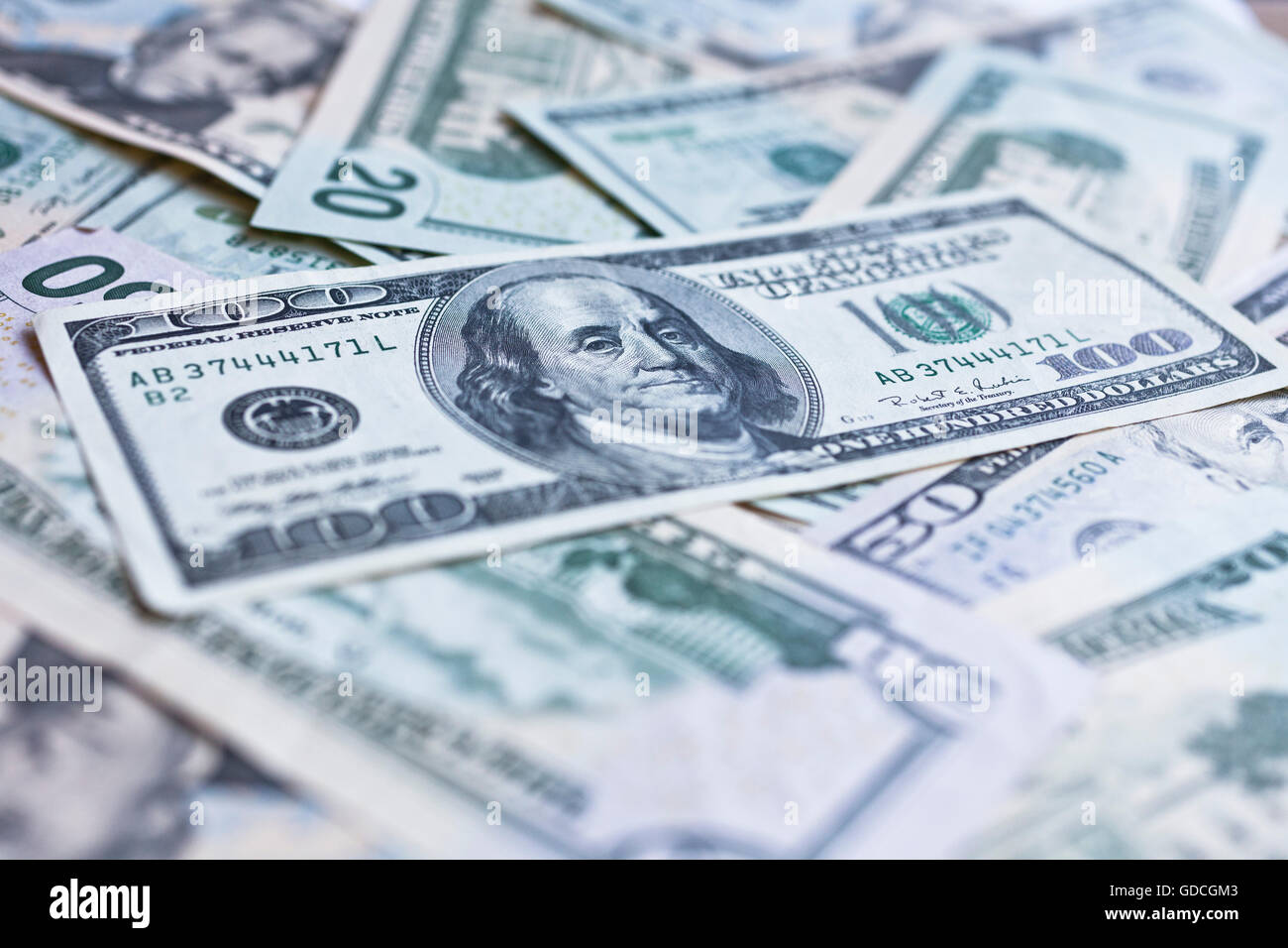 Valuta statunitense. American greenback dollar note. Foto Stock