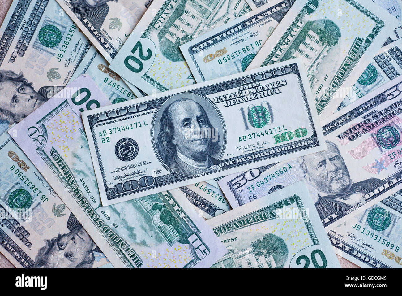 Valuta statunitense. American greenback dollar note. Foto Stock