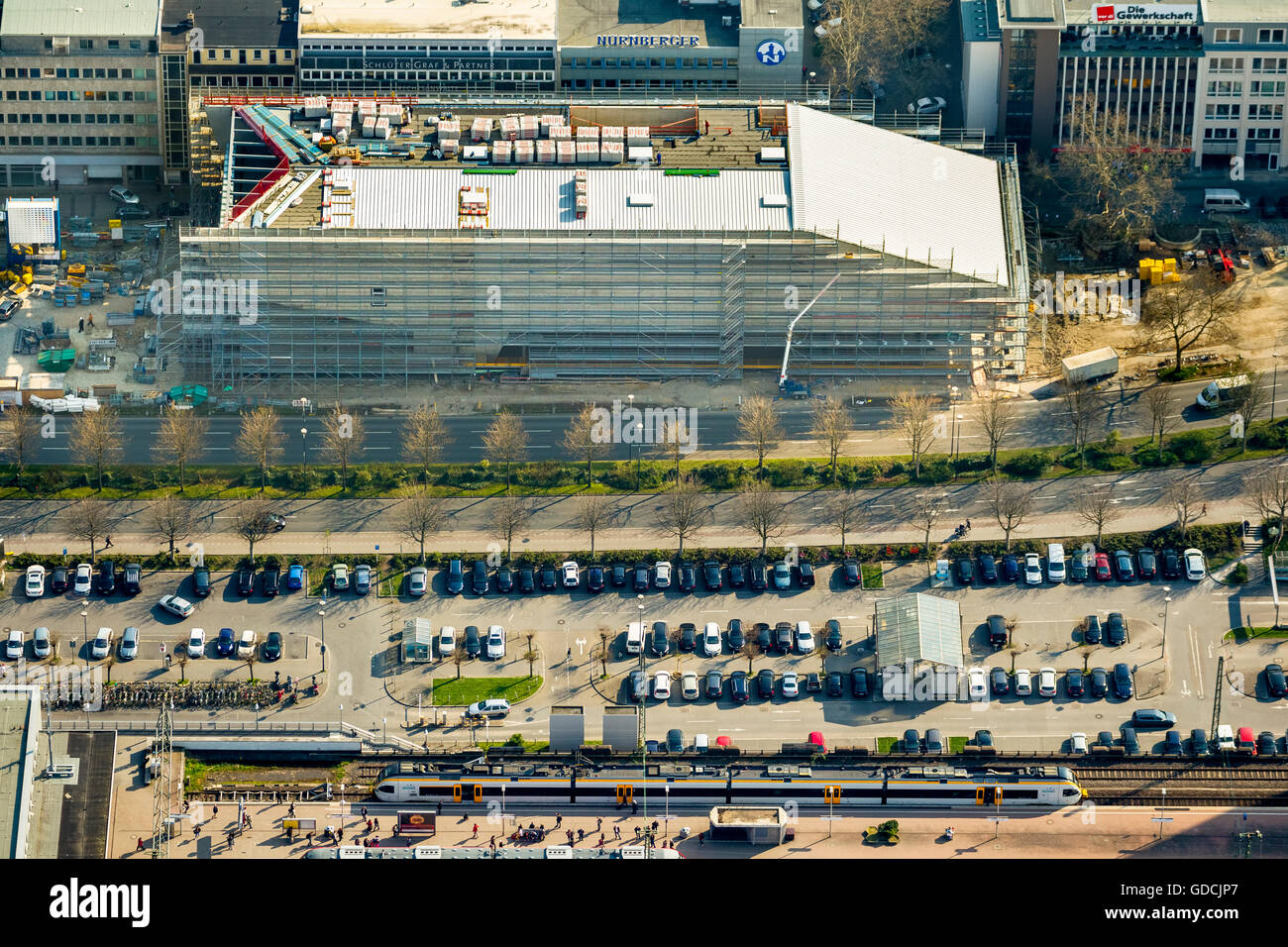 Vista aerea, costruzione DFB museo del calcio, Dortmund, la zona della Ruhr, Renania del nord-Vestfalia, Germania, Europa, vista aerea, Foto Stock
