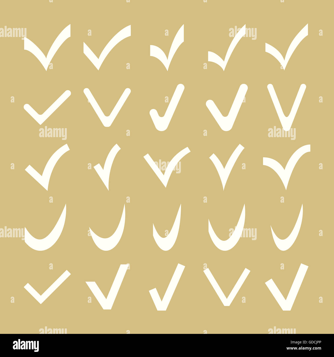 Insieme di diversi segni di spunta Foto Stock