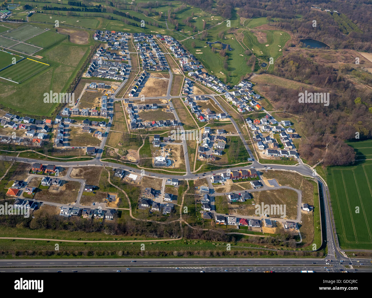 Vista aerea, Brackeler campo area di sviluppo Ex Caserma Napier, Dortmund, la zona della Ruhr, Renania del nord-Vestfalia, Germania, Foto Stock