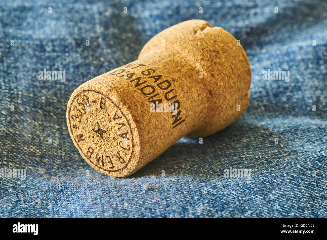 Bottiglia di spumante Cava spagnolo catalano vino spumante Sant Sadurni d'Anoia tappo di sughero Foto Stock