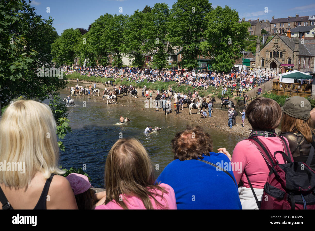 Gli spettatori a Appleby Horse Fair in Cumbria Foto Stock