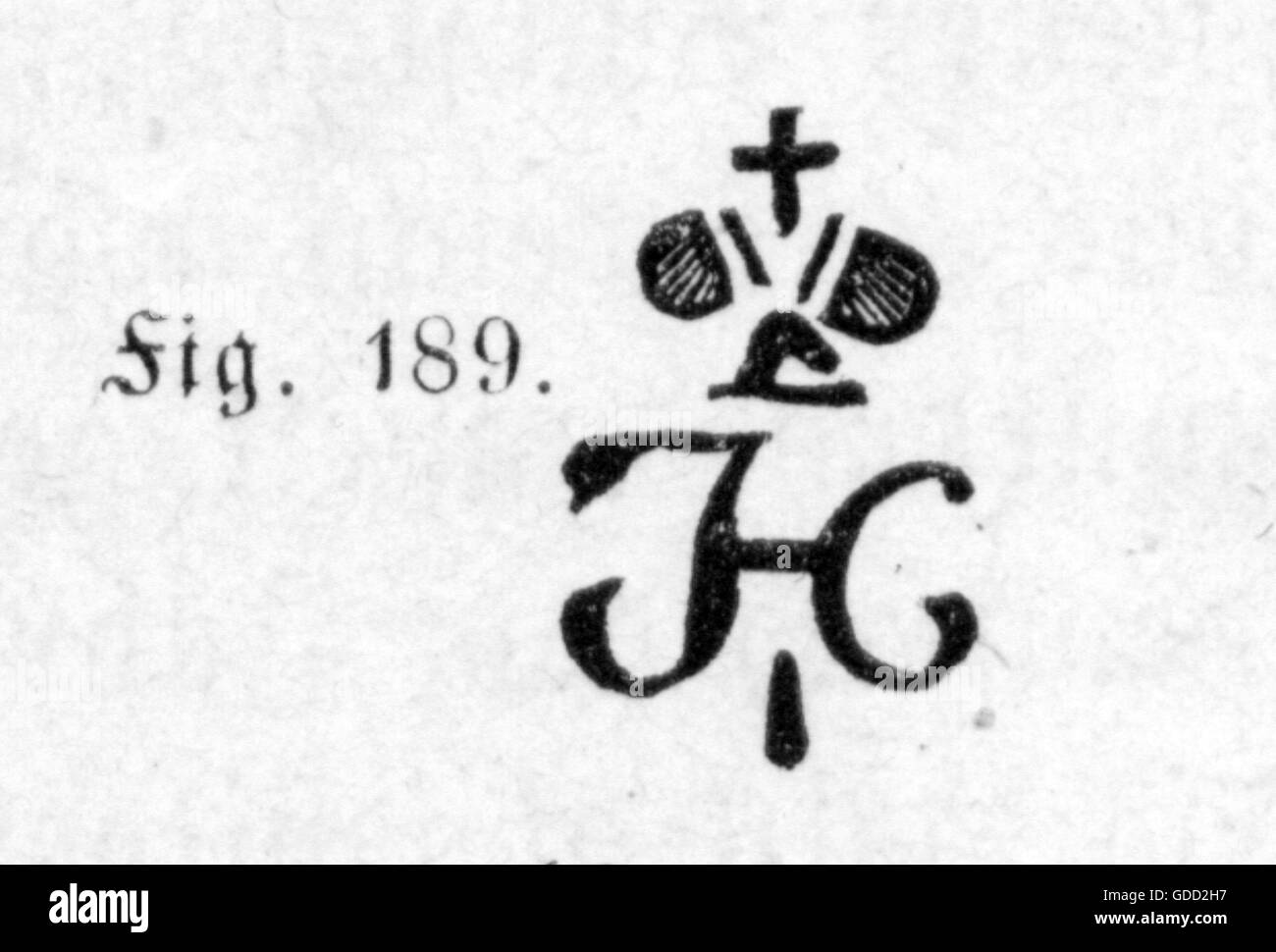 Industria, porcellana, etichette, porcellana San Pietroburgo, 1762 - 1796, incisione legno, circa 1865, industria, industrie, etichetta, marchi, marchio registrato, marchio, logo, logo, emblema, emblemi, XVIII secolo, Russia, industria, porcellana, cina, chinaware, storico, storico, diritti aggiuntivi-clearences-non disponibile Foto Stock