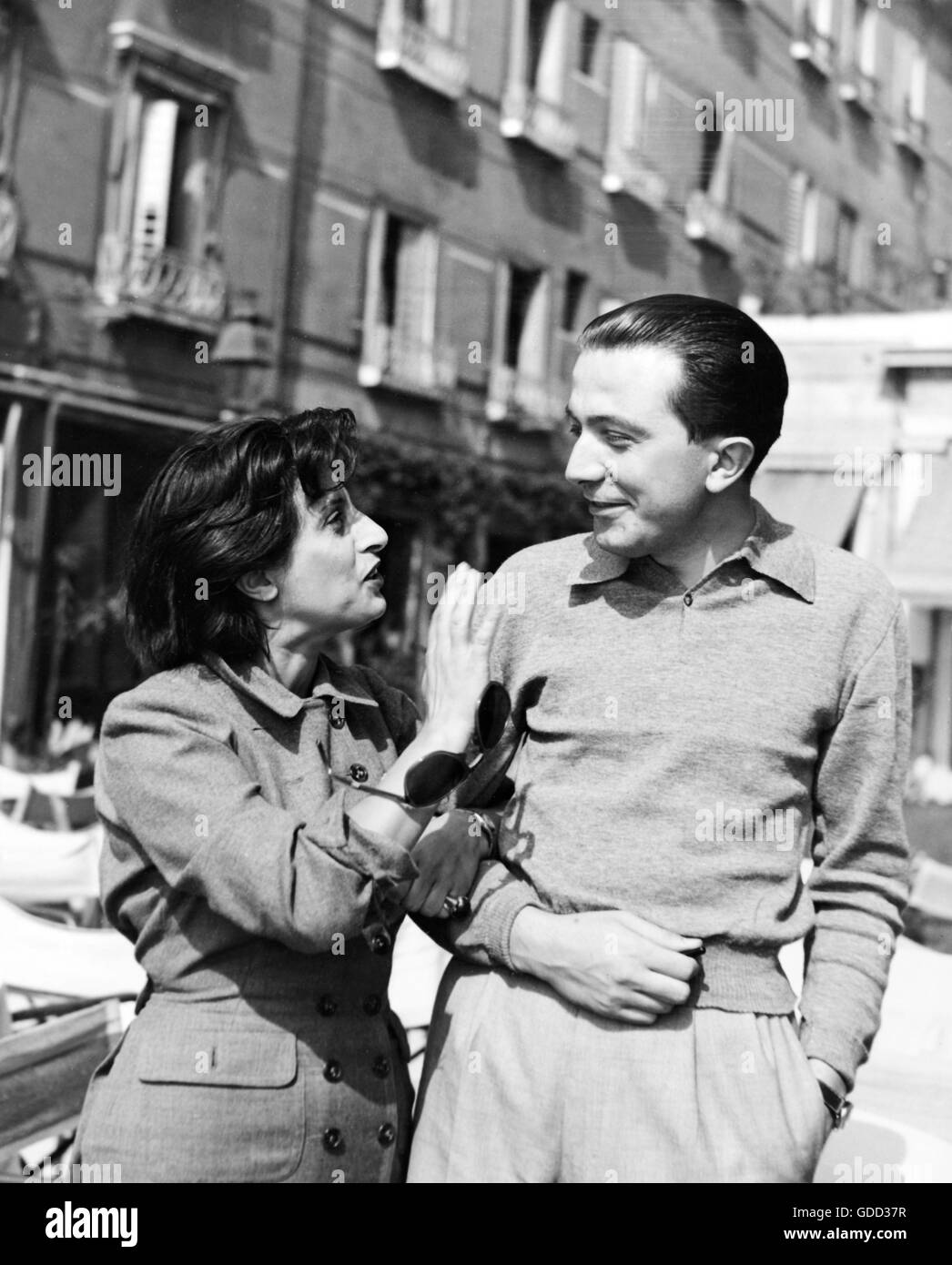 Magnani, Anna, 7.3.1908 - 26.9.1973, attrice italiana, mezza lunghezza, con Giulio Andreotti, 1950s, Foto Stock