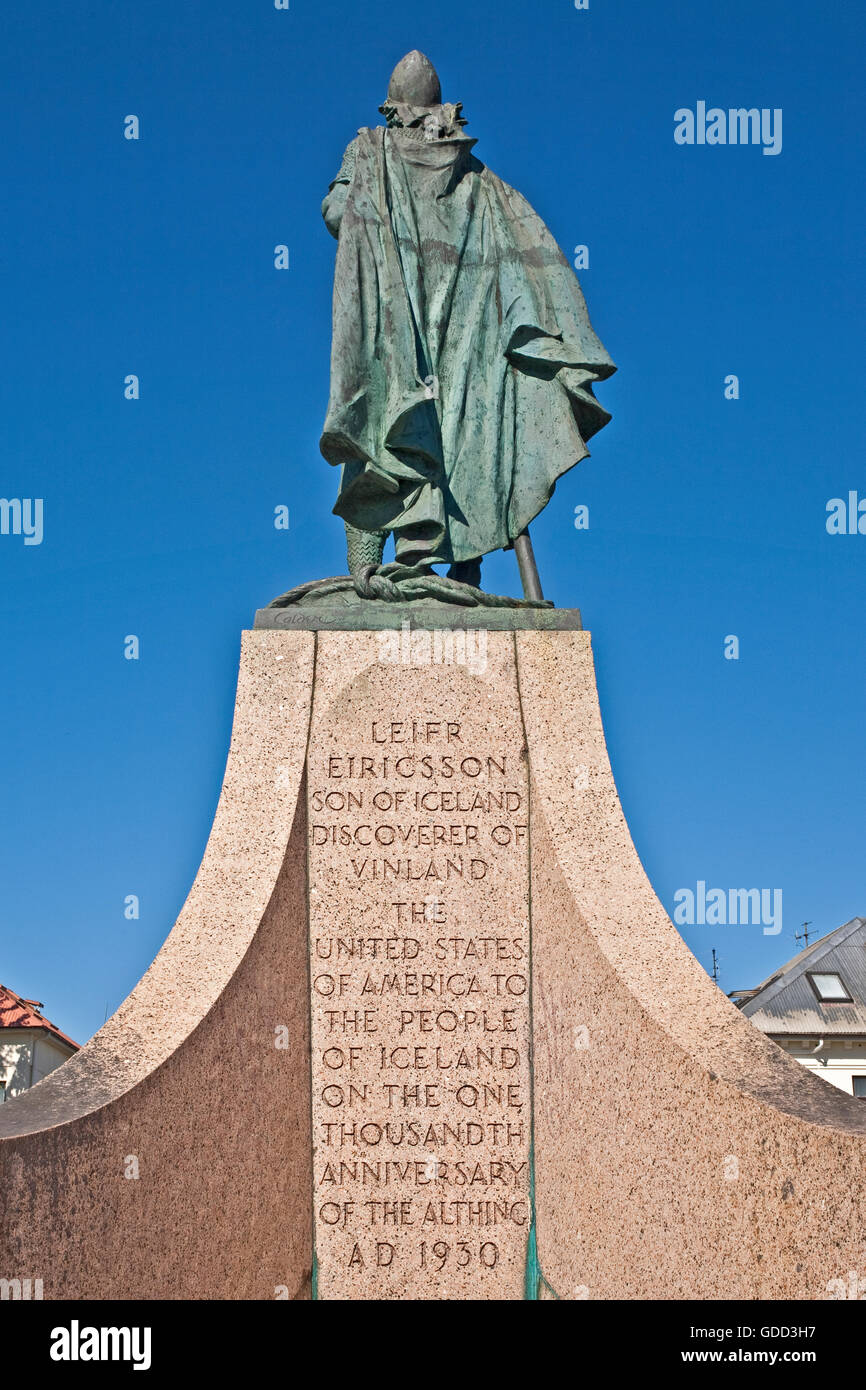 Ericson, Leif, circa 970 - circa 1020, Norse explorer, navigatore, statua, Reykjavik, Islanda, Foto Stock