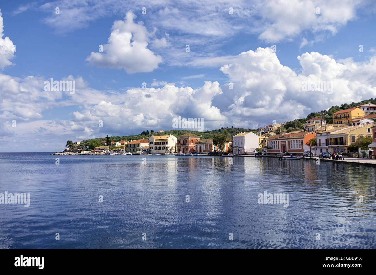 Villaggio di Gaios in Paxoi Island, Grecia Foto Stock