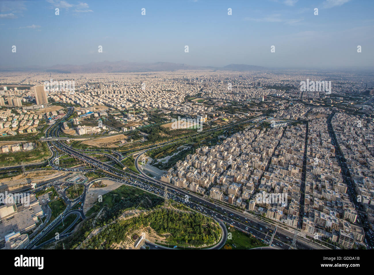 Iran,città di Teheran,Teheran città dalla torre Milad. Foto Stock