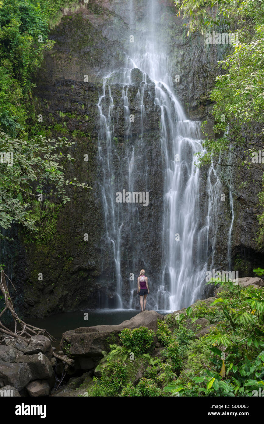 Stati Uniti d'America,Vereinigte Staaten,Amerika,,Hawaii Maui,Hana,cascata,MR 0540 Foto Stock