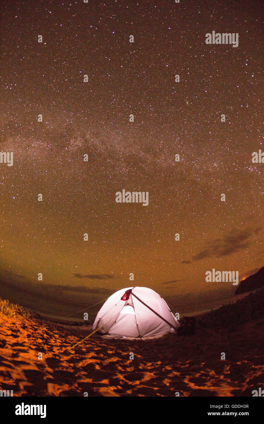 Kauai,camping,Kauai,star sky,stelle,sera,Astro,STATI UNITI D'AMERICA,Hawaii,l'America, Foto Stock