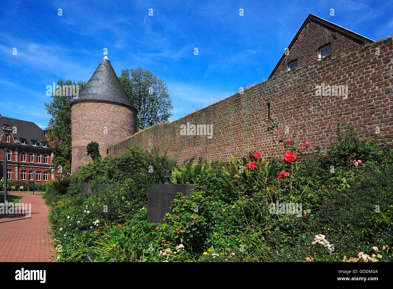 Cinta muraria con prigioniero's tower,Viersen-Dülken,Basso Reno,della Renania settentrionale-Vestfalia Foto Stock