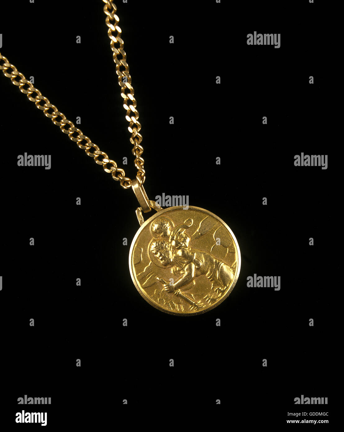 ST CHRISTOPHER medaglia, una buona fortuna simbolo Foto Stock
