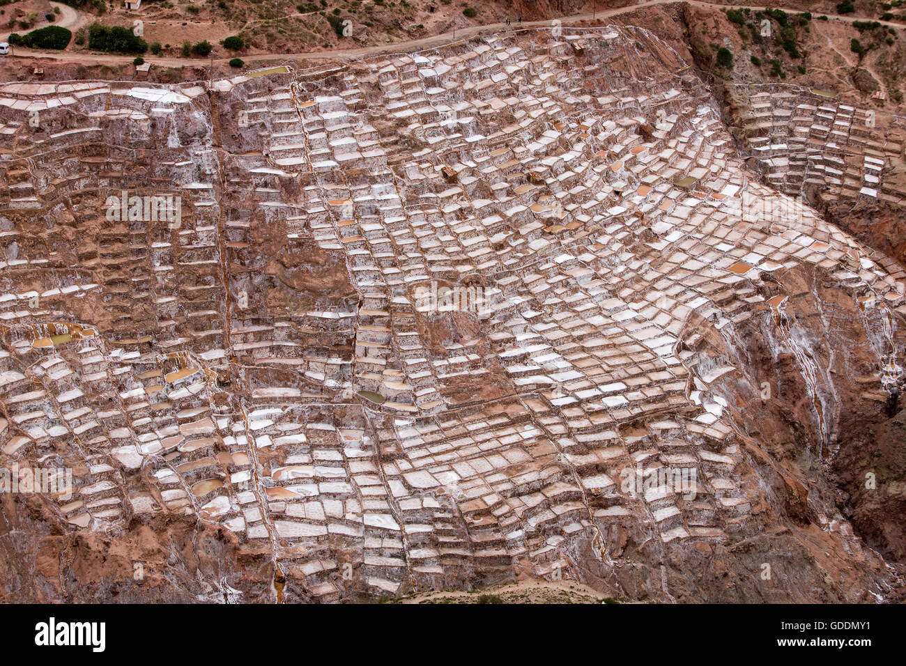Maras Miniere di Sale, Salinas vicino a Tarabamba in Perù Foto Stock