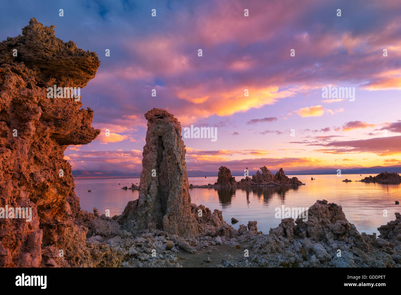 Stati Uniti d'America,California,Sierra orientale,Mono Lago di sunrise Foto Stock