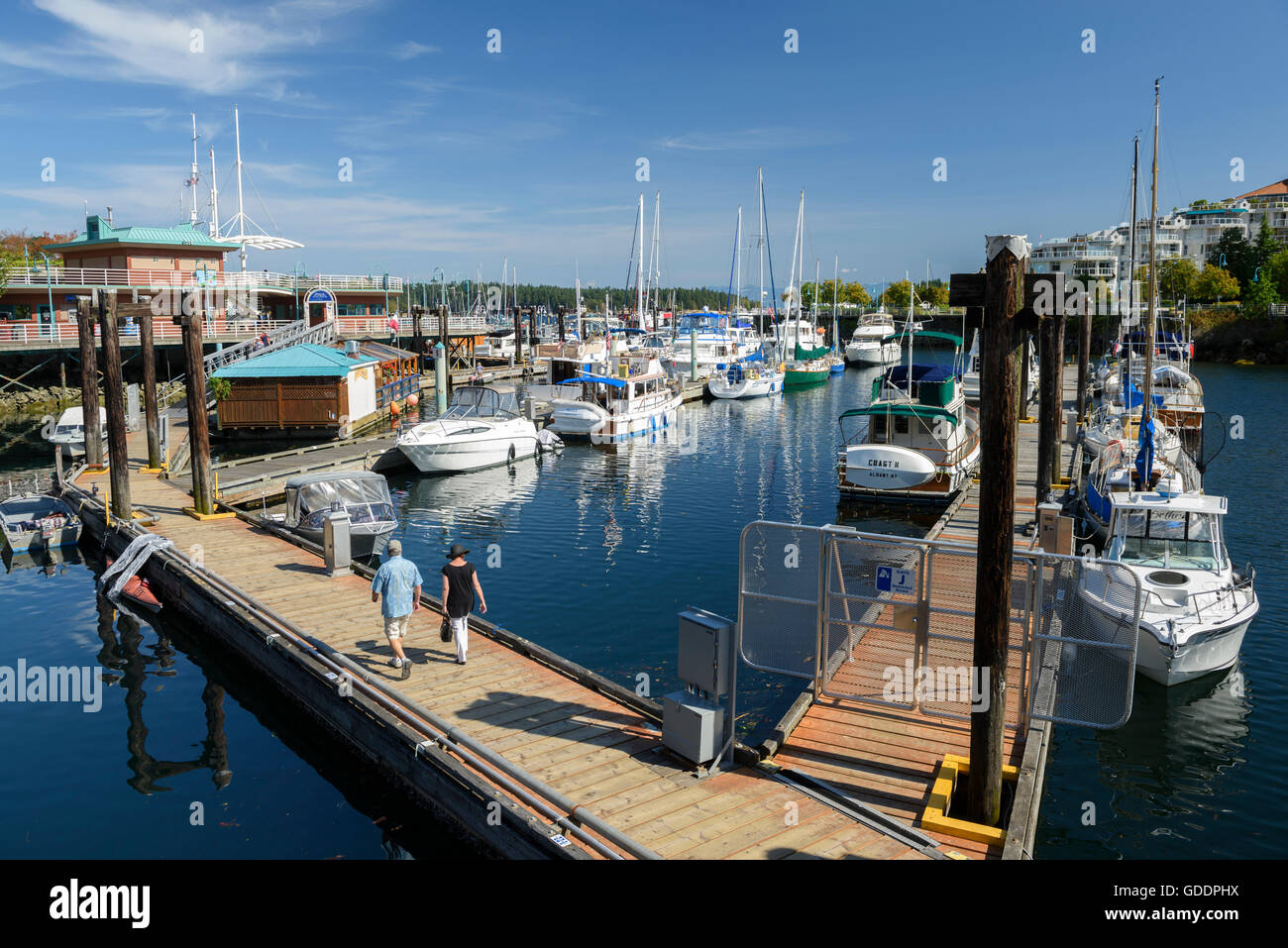 Canada,Columbia Britannica,l'isola di Vancouver,Nanaimo,marina,dock,pier,navi, Foto Stock