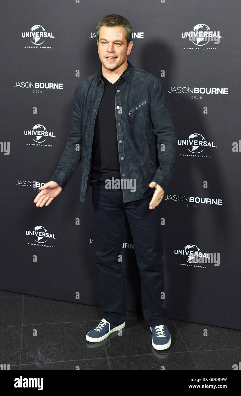 Berlino, Germania. 14 Luglio, 2016. Noi attore Matt Damon arriva per una proiezione del suo prossimo film "Jason Bourne' a Alhambra cinema a Berlino, Germania, 14 luglio 2016. Foto: Jens KALAENE/dpa/Alamy Live News Foto Stock