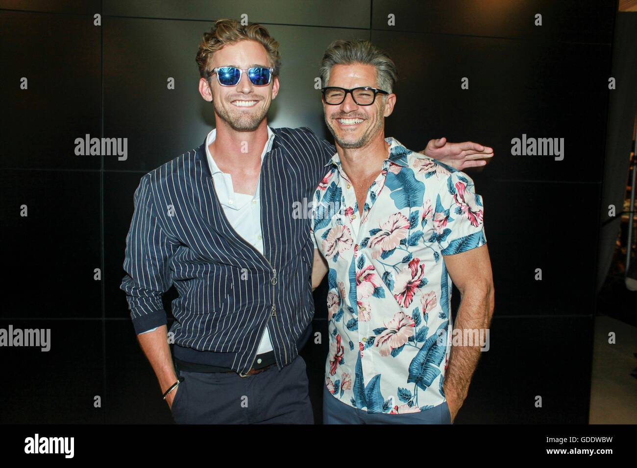 New York, NY, STATI UNITI D'AMERICA. 14 Luglio, 2016. RJ RE, Eric Rutherford di presenze per Timo Weiland uomini pista Show - Primavera/Estate 2017, Cadillac House di New York, NY Luglio 14, 2016. © Achim Harding/Everett raccolta/Alamy Live News Foto Stock