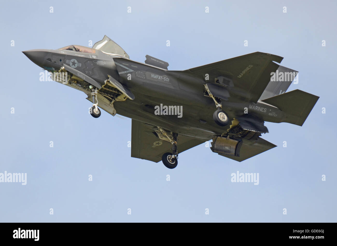 Farnborough Airshow 2016. Caccia Lockheed Martin F-35 Lightning II del corpo dei Marines DEGLI STATI UNITI Foto Stock