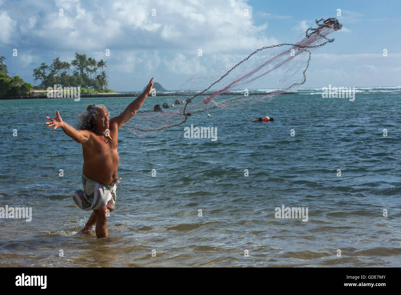 Molokai,locali,Polynesian,nessun modello-release,l'uomo,la pesca,STATI UNITI D'AMERICA,Hawaii,l'America,pescatore, Foto Stock