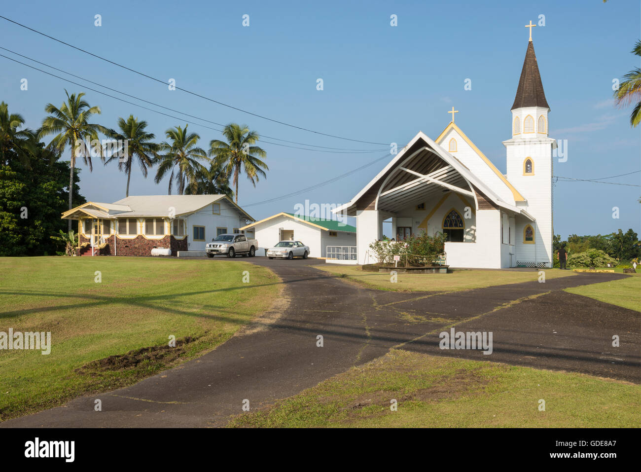 Stati Uniti d'America,Vereinigte Staaten,Amerika,Hawaii,Grande Isola,Puna District,Pahoa,Chiesa del Sacro Cuore di Gesù chiesa cattolica Foto Stock