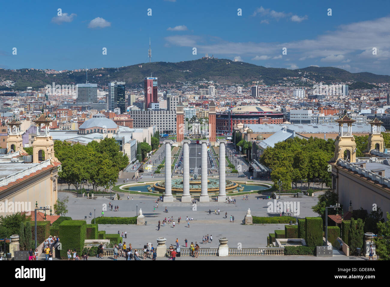 Spagna,Catalogna,Barcelona City,Montjuich collina,Torri Veneziane,Piazza Espana Foto Stock