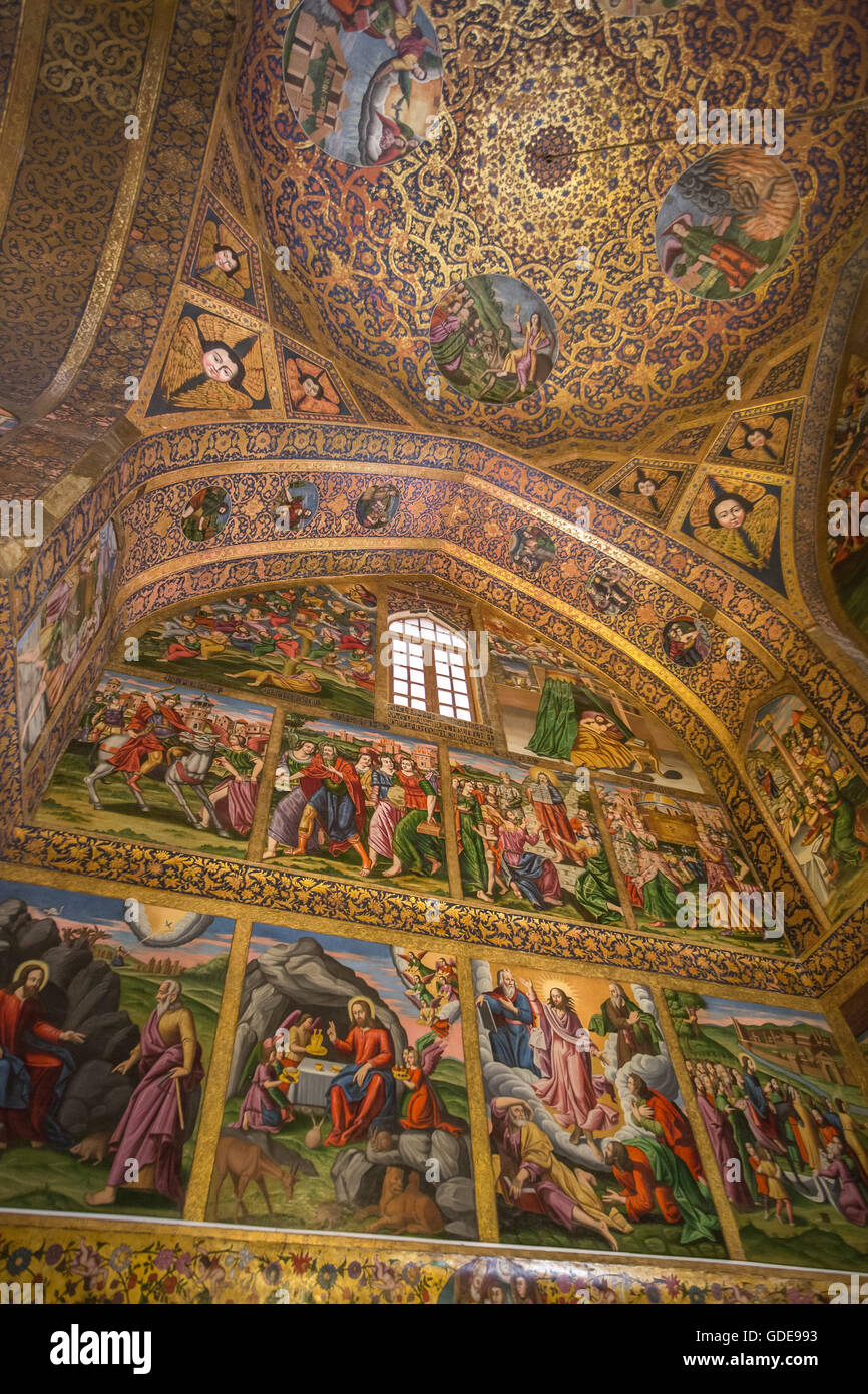 Iran,Esfahan città,Jolfa,Quartiere Armeno,Vank cattedrale,interno affreschi Foto Stock