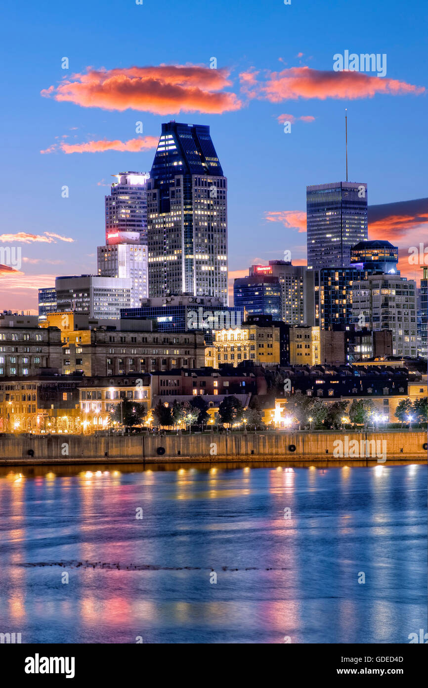 Montreal skyline notturno Foto Stock