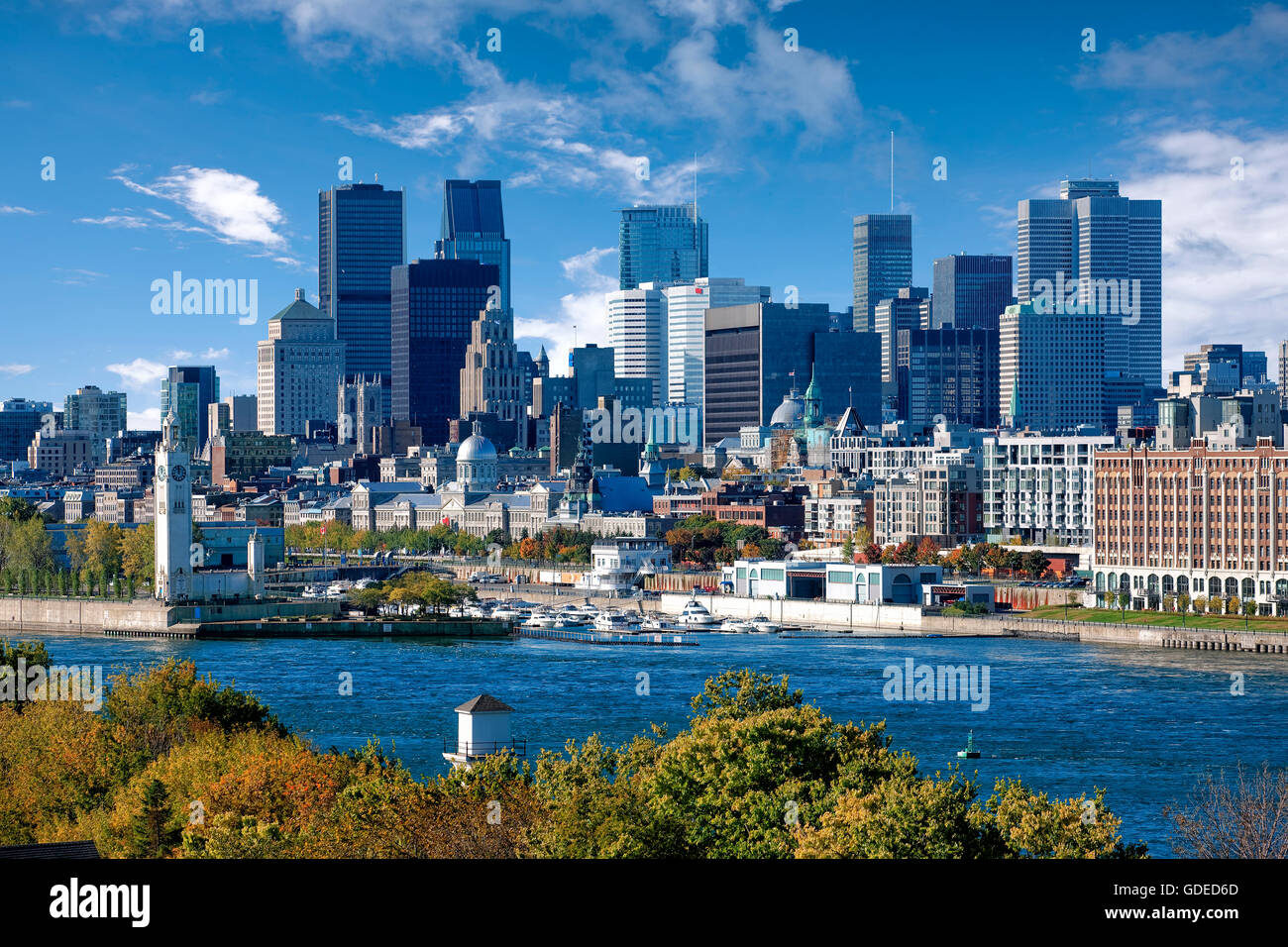 Lo skyline di Montreal e il quartiere degli affari Foto Stock