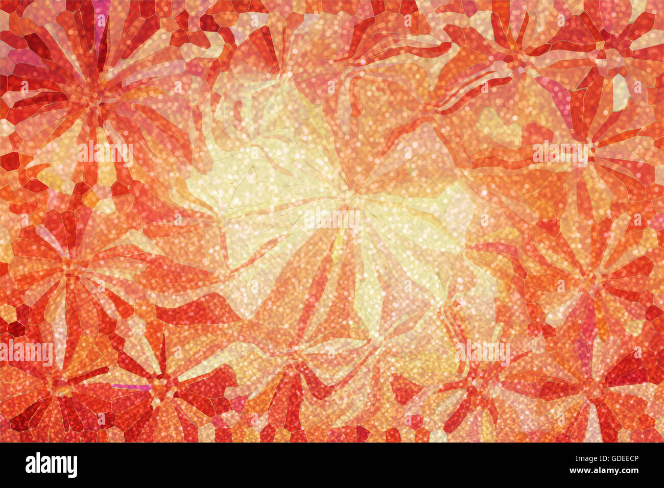 Abstract di lusso e glitter sparkle fiori sul piccolo bokeh shining rosa rosso arancione e il fondo oro Foto Stock