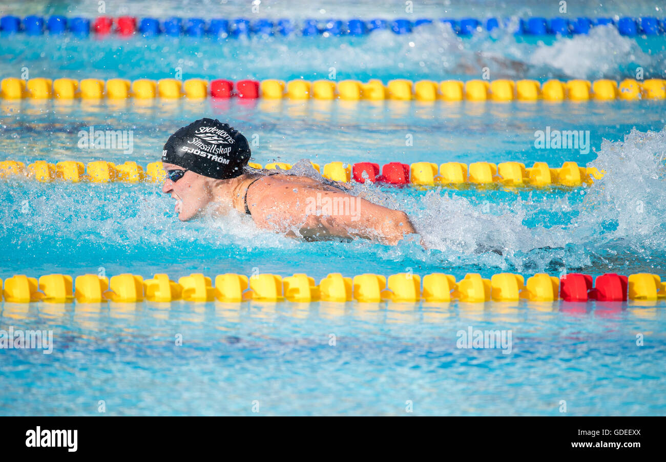 Sara Sjöström è in Svezia il miglior nuotatore e un candidato per la medaglia d'oro alle Olimpiadi di Rio 2016 Foto Stock