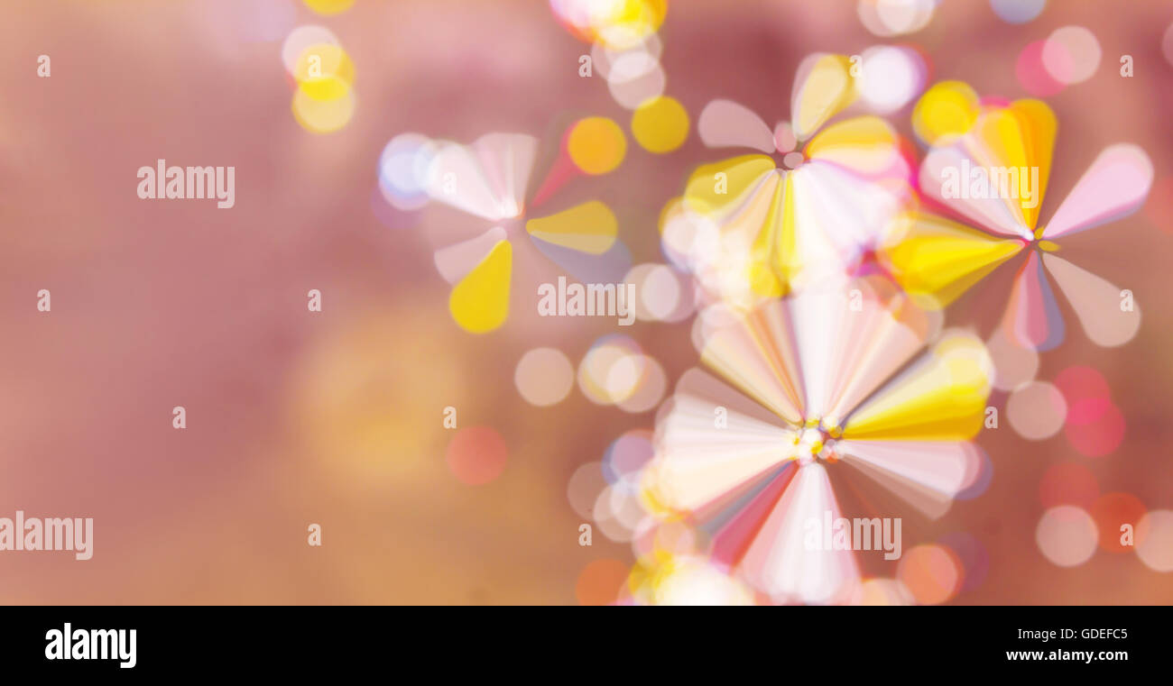 Fiori astratta forma con bokeh di fondo sul pastello soffice atmosfera romantica e uno spazio vuoto area per Valentino, astratta e blossom estate c Foto Stock