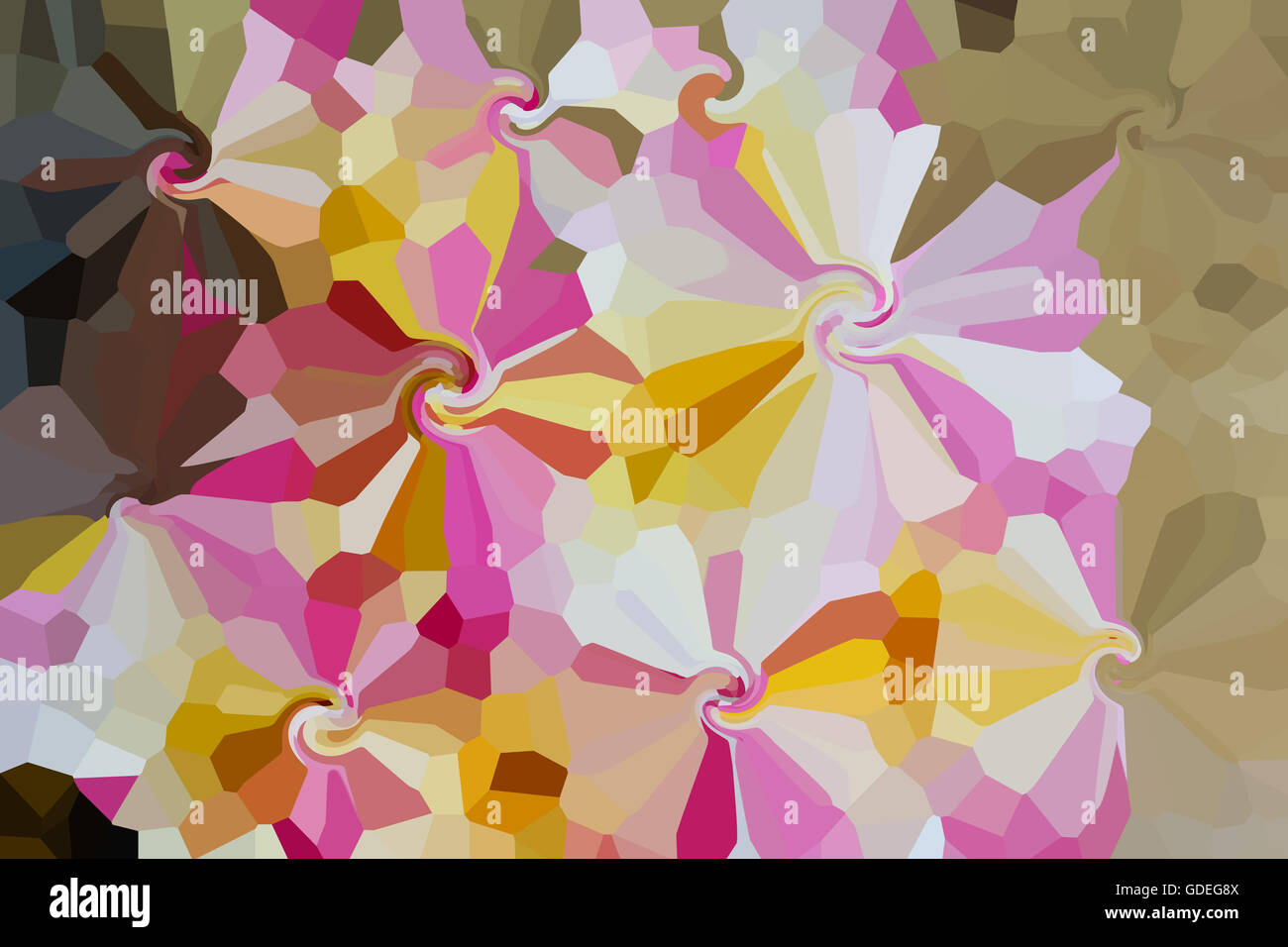 Abstract blossom fiore di primavera forma morbida rosa pastello giallo sfondo marrone Foto Stock