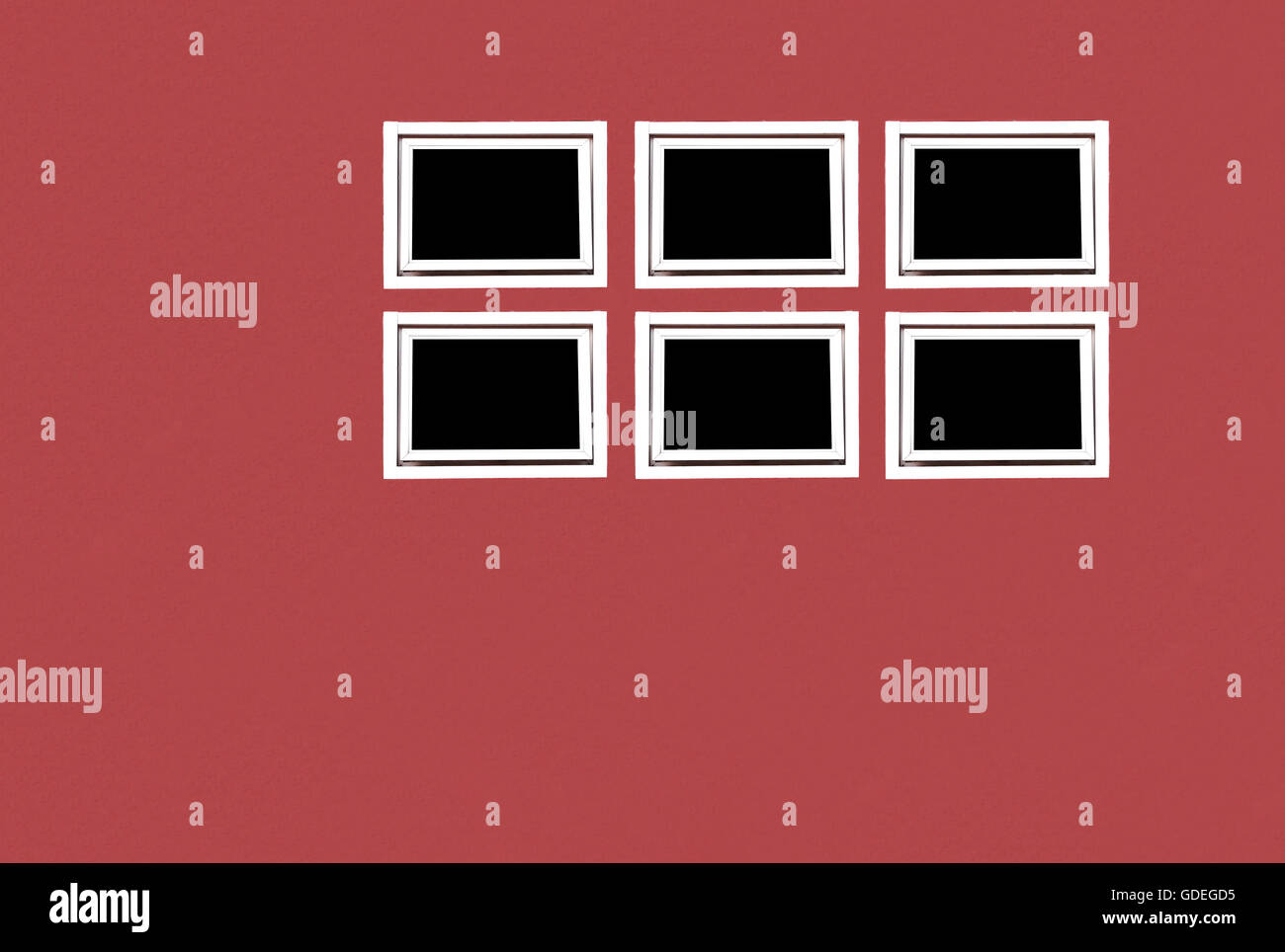 Sei ventilatore su rosa pastello parete di cemento sfondo texture Foto Stock