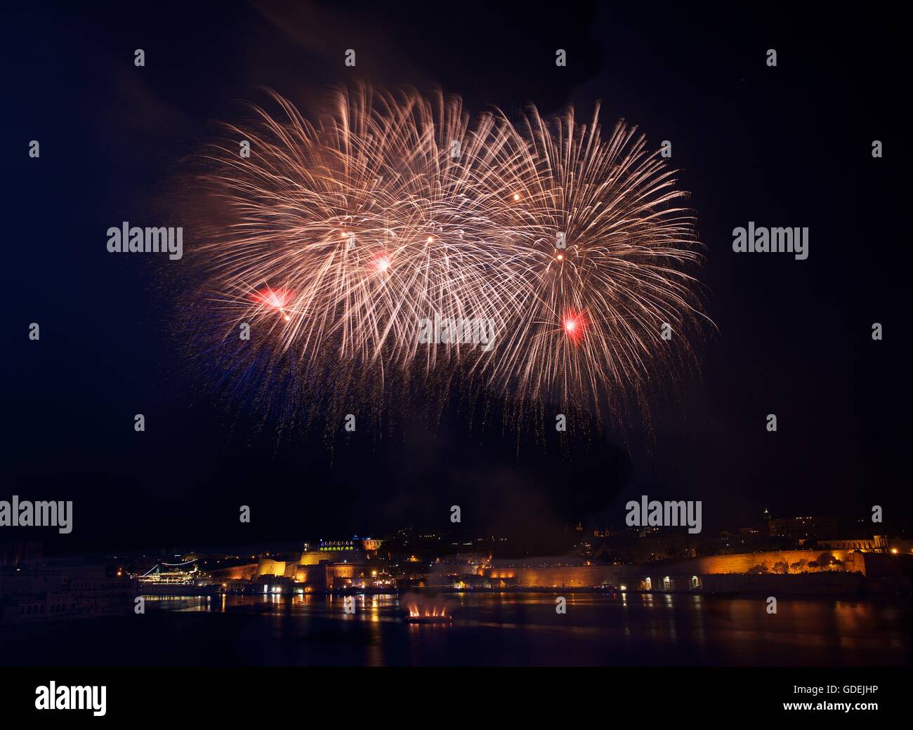 Fuochi d'artificio, Valletta, Malta Foto Stock