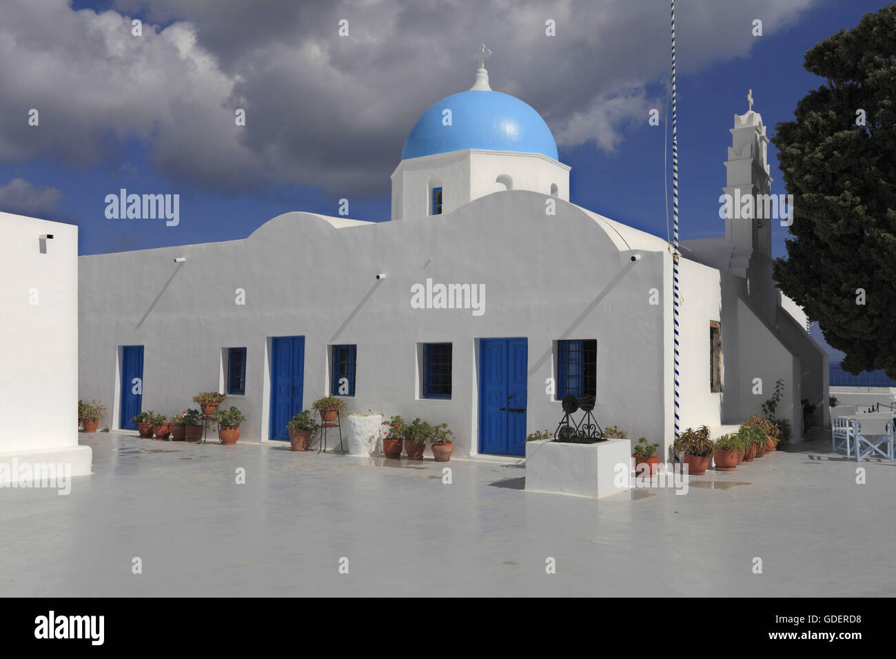 Il monastero, Santorini, Cicladi, Grecia Foto Stock