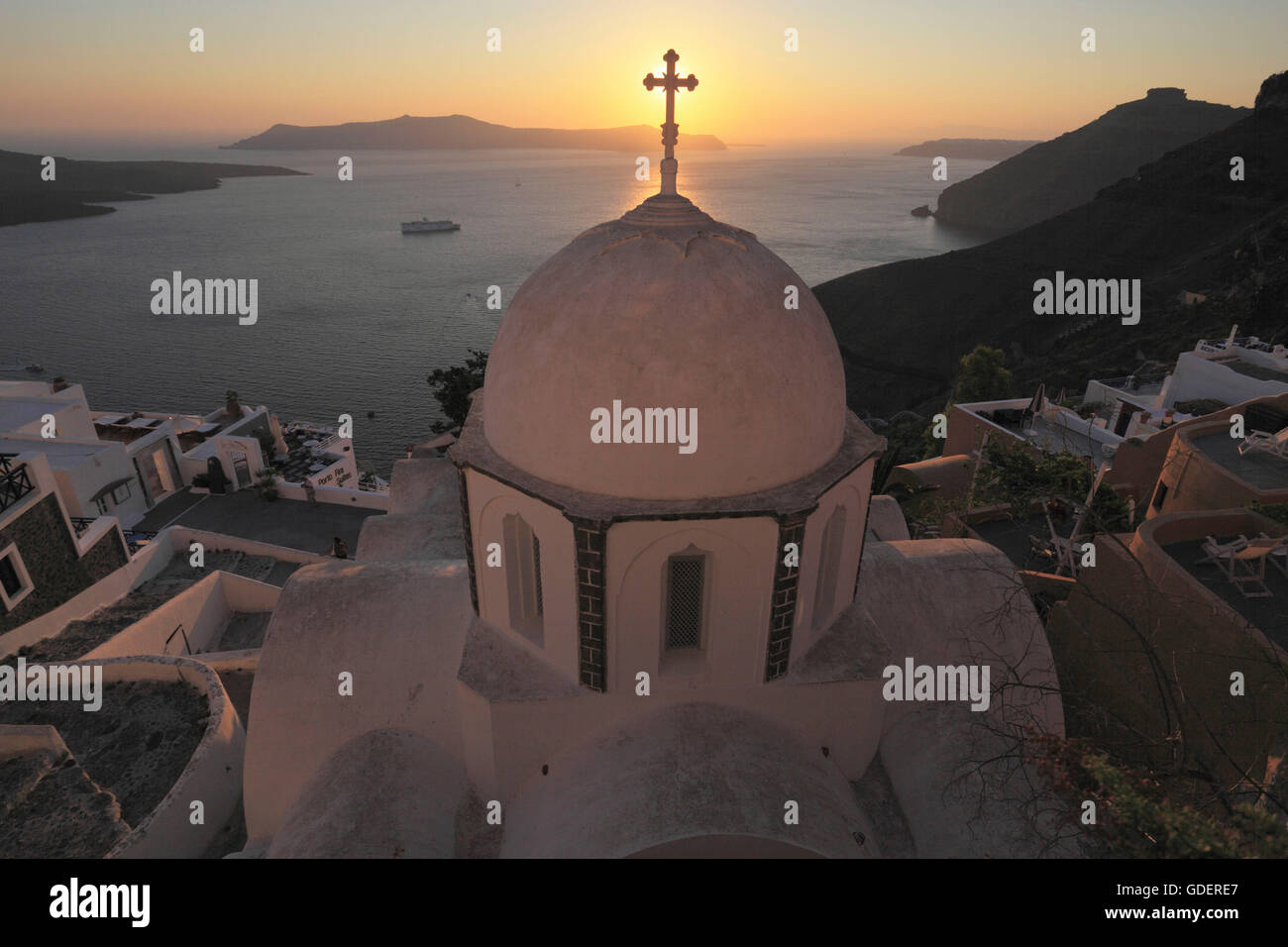 Agios Ioannis chiesa, Fira, Santorini, Cicladi, Grecia / Thira Foto Stock