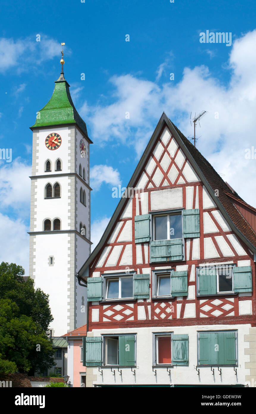 San Martin Chiesa di Wangen, Allgaeu, Baden-Württemberg, Germania Foto Stock