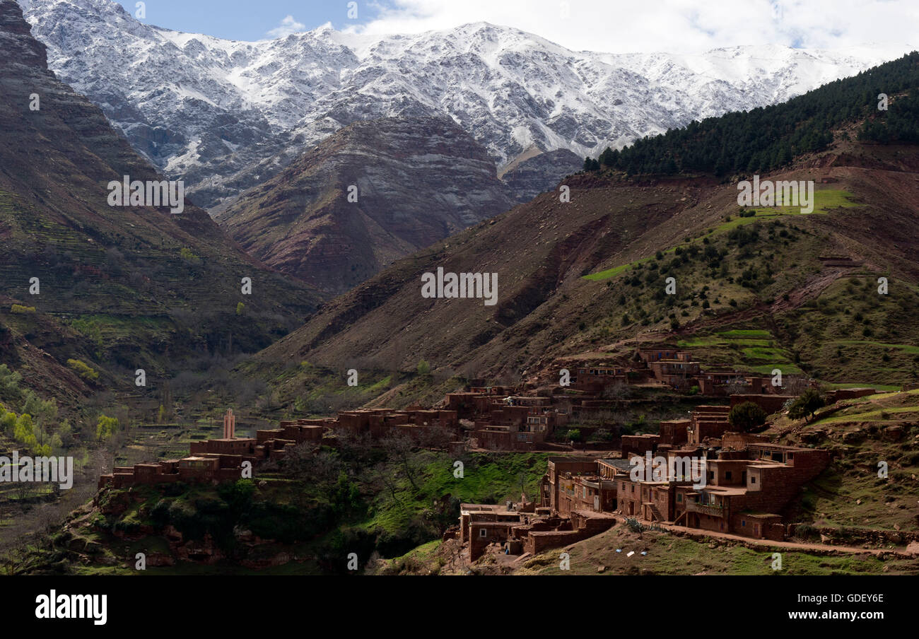 Marocco, Africa, Villaggio, alta montagna Atlas Foto Stock