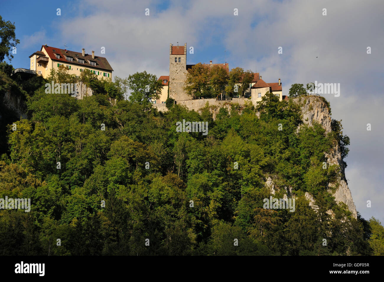 Parco Naturale Alta Valle del Danubio, il castello di Werenwag, Baden-Württemberg, Germania Foto Stock