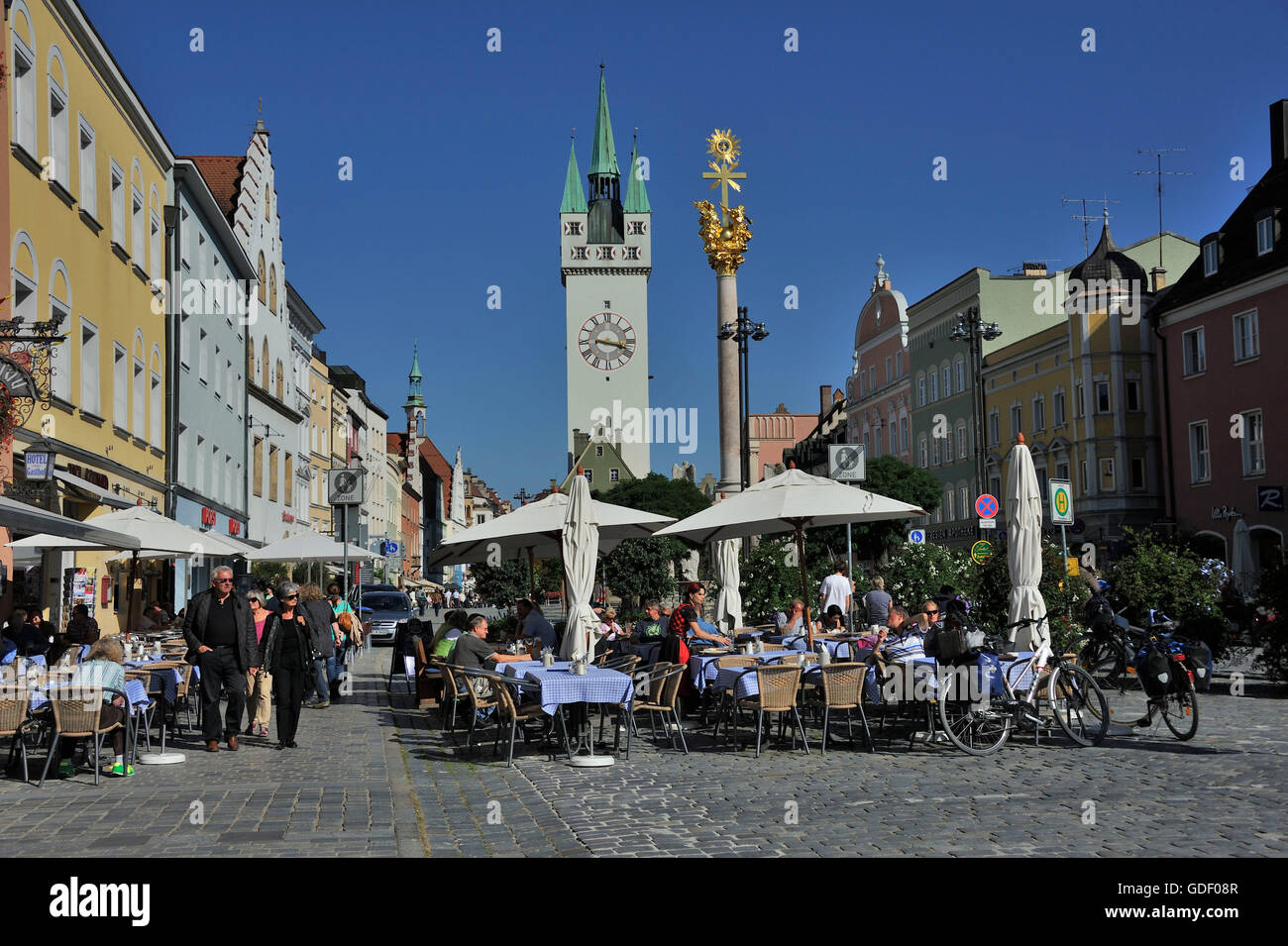 City Tower, Theresienplatz, Straubing, Baviera, Germania Foto Stock