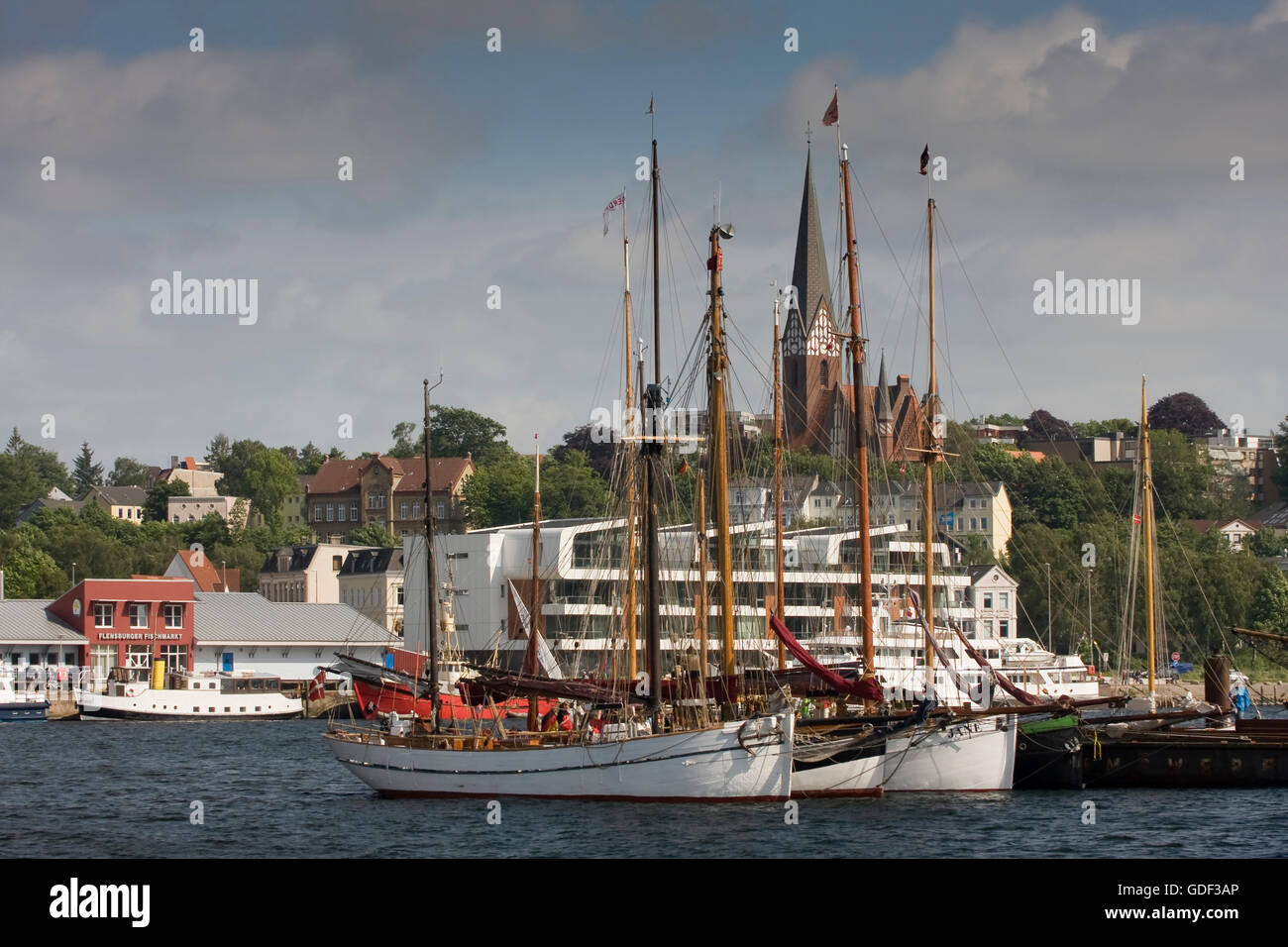 Barche a vela, fiordo di Flensburg, Flensburg, Schleswig-Holstein, Germania, Europa Foto Stock