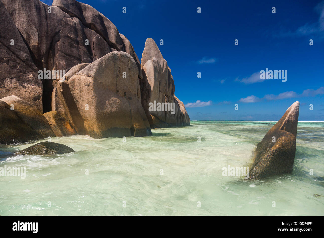 Spiaggia di Anse Source d'Argent, La Digue, Seicelle Foto Stock
